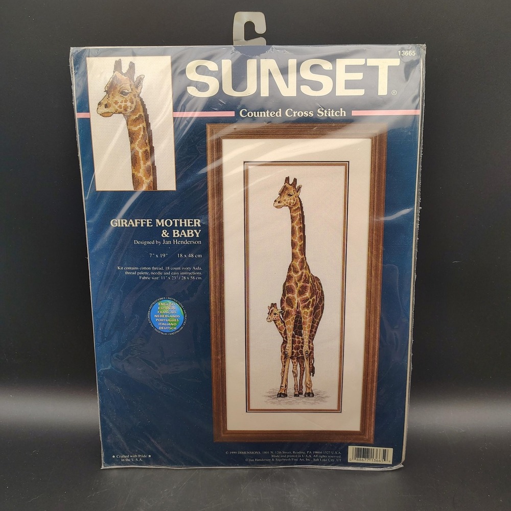 Vintage Sunset Giraffe Mother Baby Cross Stitch Kit  Animal Art 13665